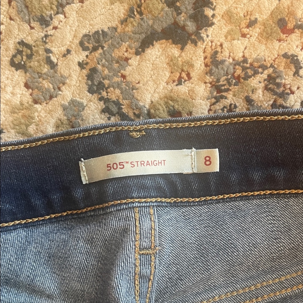 Levi's Women's 505 Straight Dark Blue Jeans - Picture 4 of 5